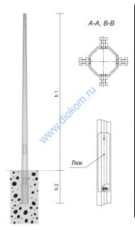 Опора граненая коническая ОГК-4,0-1,0 Опора граненая коническая ОГК-4,0-1,0