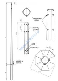 Опора граненая силовая ОГС-1000-8,0-2,5 Опора граненая силовая ОГС-1000-8,0-2,5